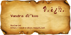 Vandra Ákos névjegykártya